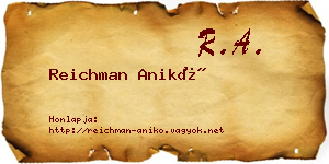 Reichman Anikó névjegykártya